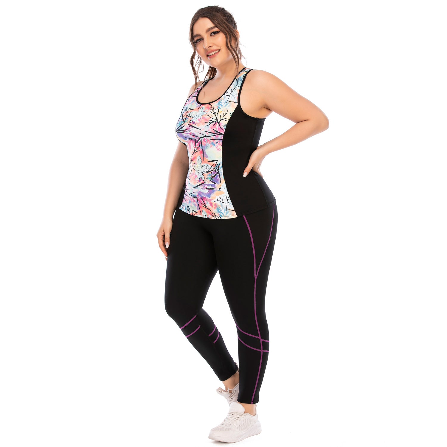 Workout Yoga Suit Plus Size - High Impact Coffee