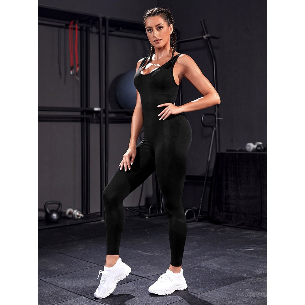 Sports Jumpsuit Yoga Workout Clothes - High Impact Coffee