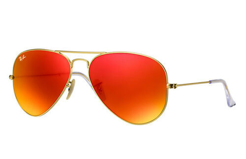 Ray Ban 3025 112/69 Aviator Gold Frame with FIRE MIRROR Lens