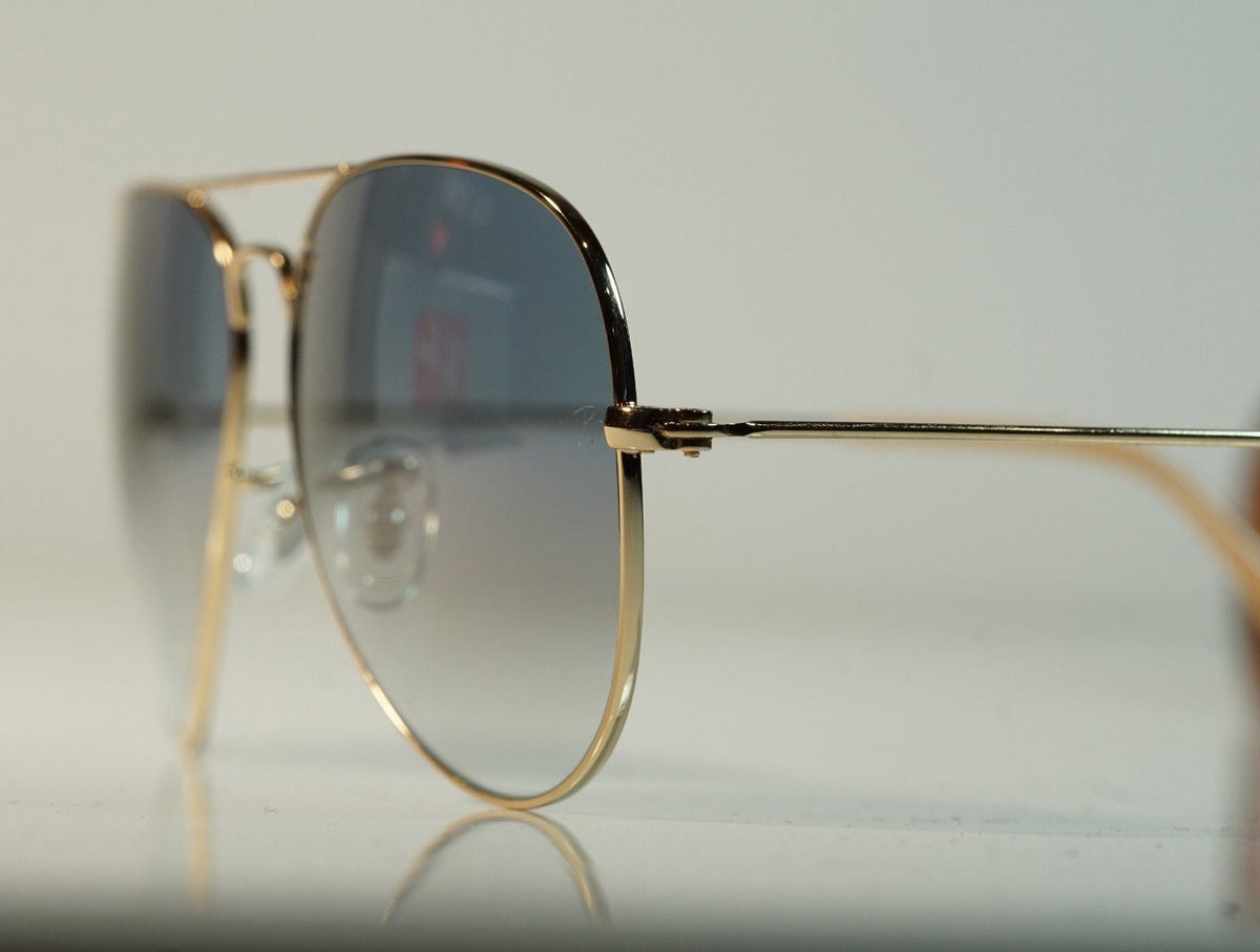 RAY-BAN Sunglasses Aviator Gradient Gold Metal Light Blue